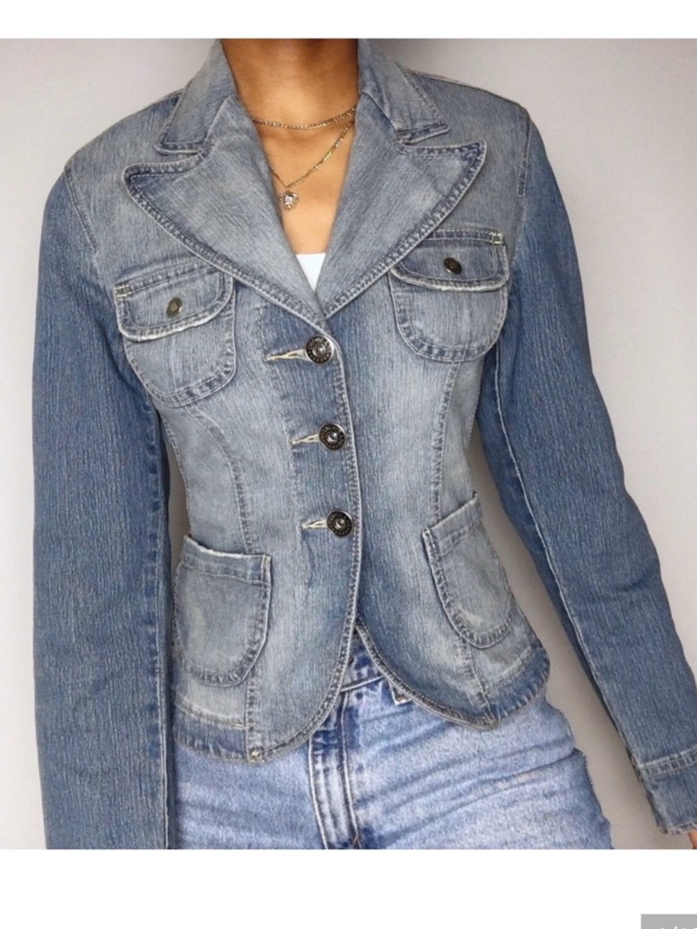 YMI Jeans Blazer Y2K Denim Jacket Top Blue Women’s Large